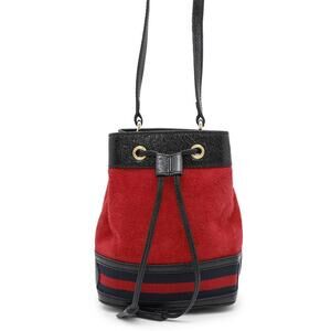 Gucci Bucket Shoulder Bag Suede Black